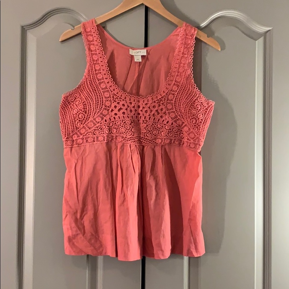 Ann Taylor Loft peach embroidered tank size MP